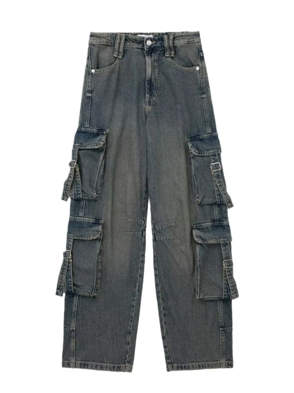 Zara Cargo Jeans Sz 4 Utility baggy loose relaxed Wide Leg Y2K Streetwear skater